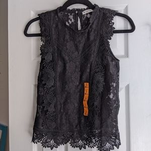 NWT sheet black lace sleeveless top